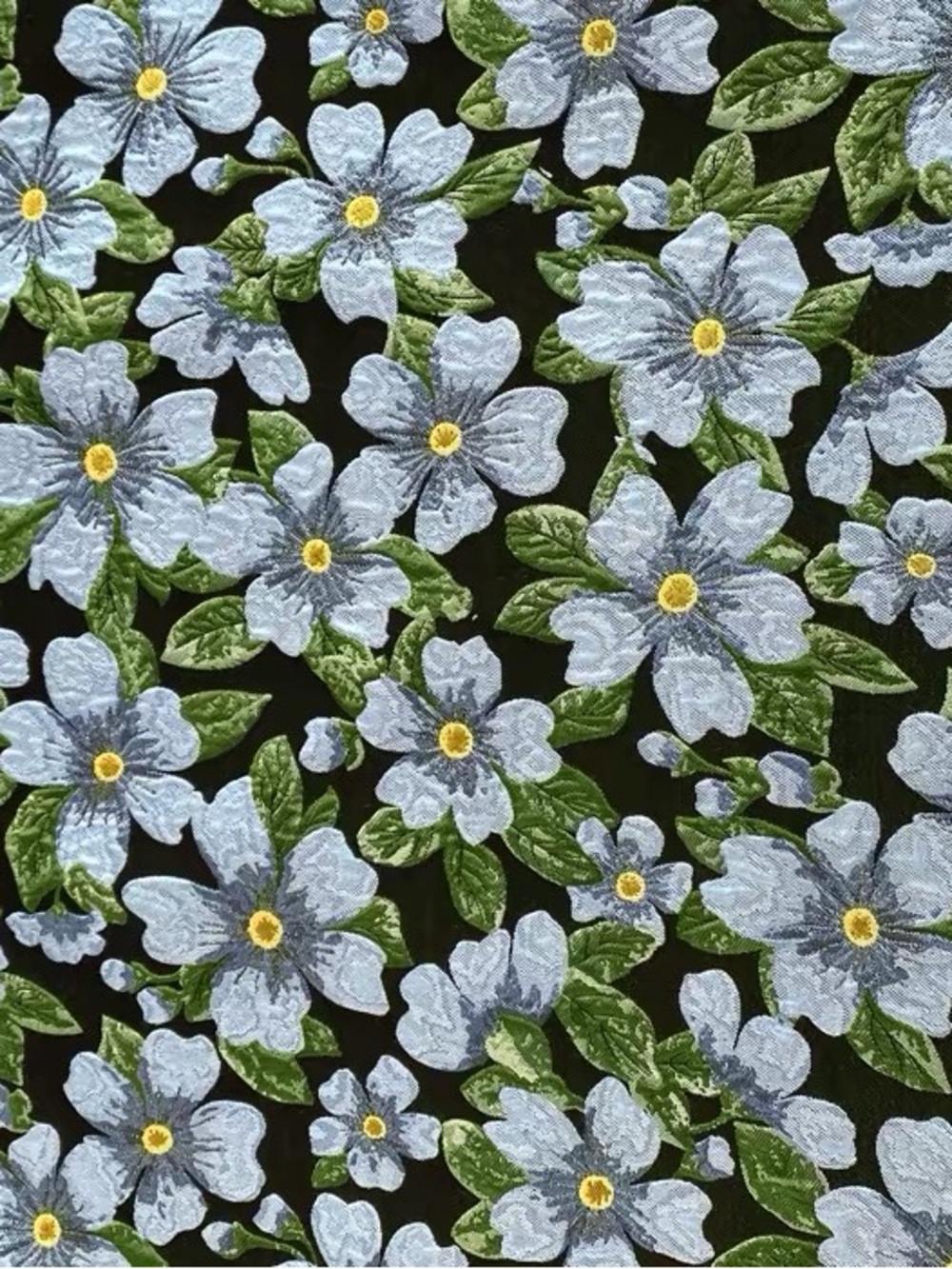 Blue Floral Jacquard Fabrics- 1.2 yards - 56” width